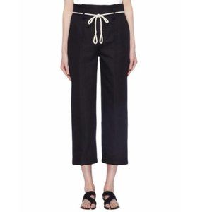 Vince Rope Belt Cropped Wide Leg Black Pants